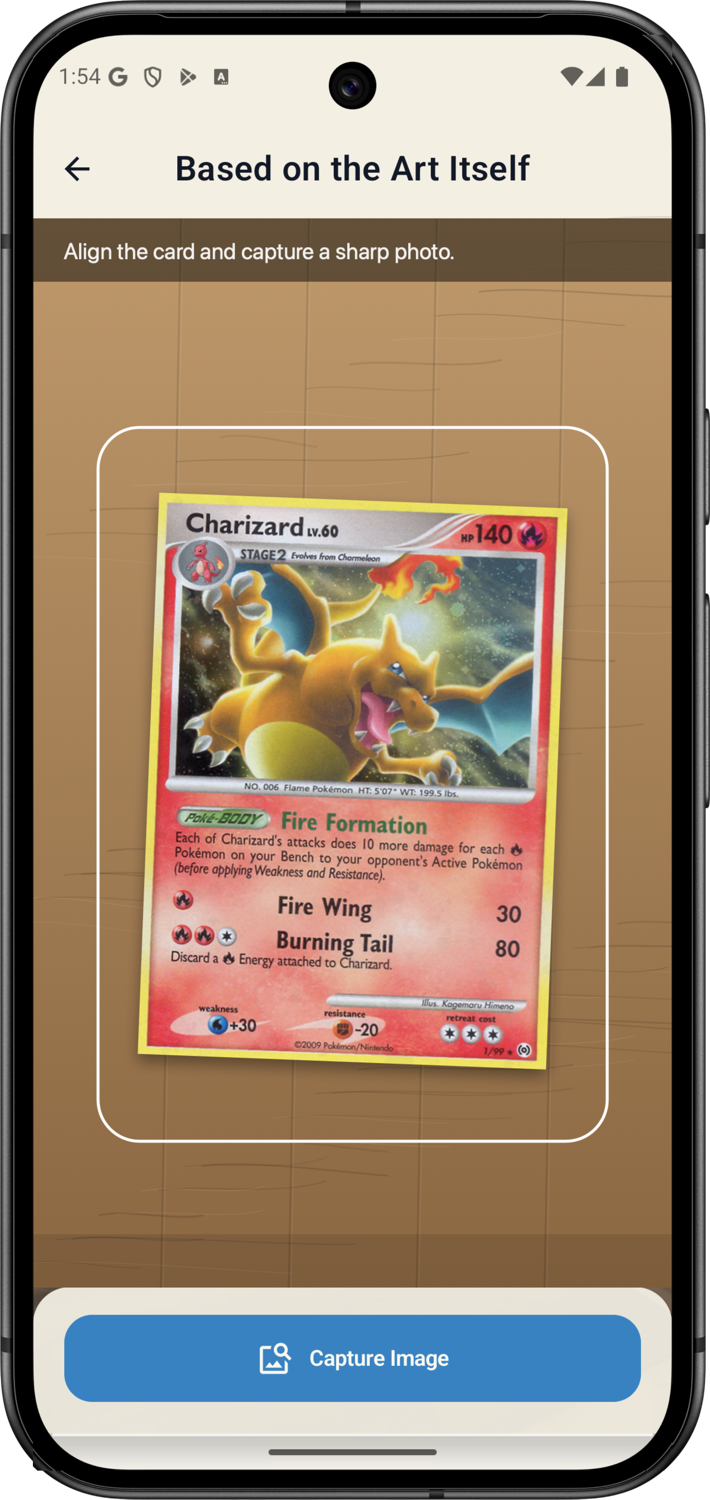 Card Scanner app scanning a trading card on a phone